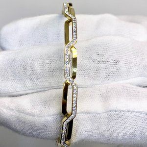 NEW UNISEX CROSS OVER 18K GOLD FILLED CZ BRACELET